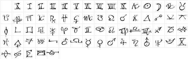 Astrolo LT Regular Character Map