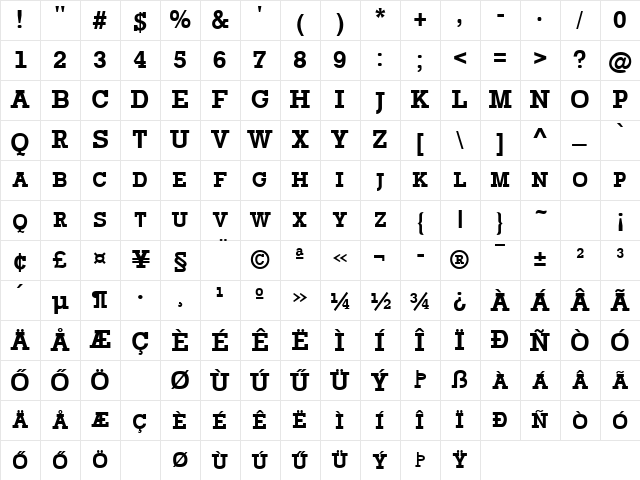 Hu_RockfordExpert Bold Regular Character Map Hu_RockfordExpert Bold Regular Character Map