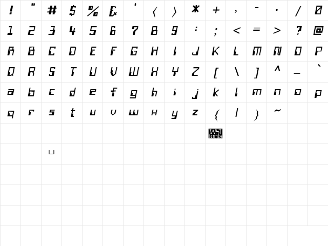 MagneticCardTwo Bold Italic Character Map