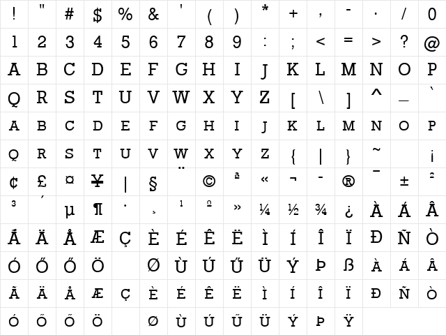 Hu_RockfordExpert Regular Character Map Hu_RockfordExpert Regular Character Map