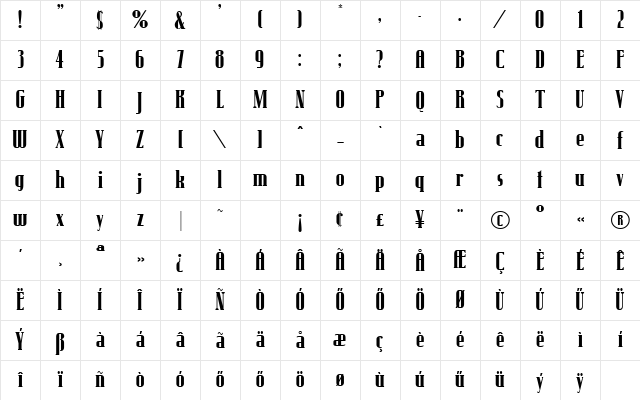 Hu_RiskyToo Regular Character Map Hu_RiskyToo Regular Character Map