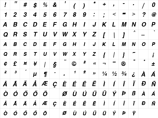 Hu_Sans Exp BoldOblique Regular Character Map Hu_Sans Exp BoldOblique Regular Character Map