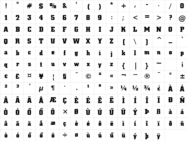 Hu_Slabq Regular Character Map