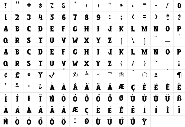 Hu_Salloon Regular Character Map
