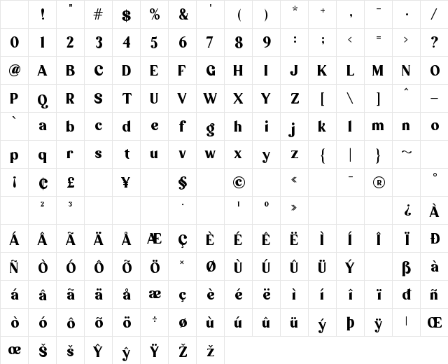 Magzo Alt Regular Character Map Magzo Alt Regular Character Map
