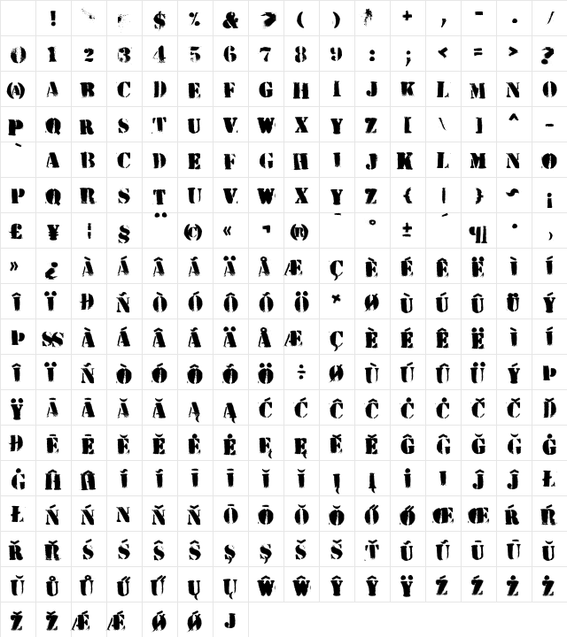 HVD Peace Regular Character Map