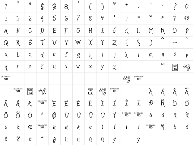 Anyway Regular Character Map