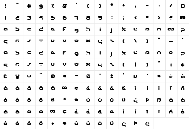 Hybrid Bold Character Map Hybrid Bold Character Map