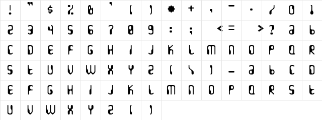 HydrogenWhiskey Regular Character Map HydrogenWhiskey Regular Character Map
