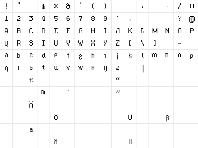 Hydrophilia Iced Character Map