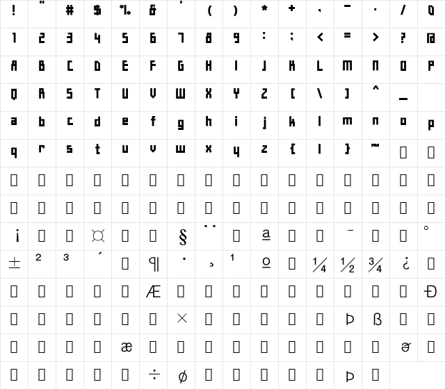 HYLongSamul-Bold Regular Character Map
