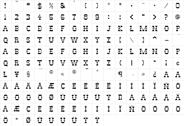 H_Abilene Regular Character Map H_Abilene Regular Character Map