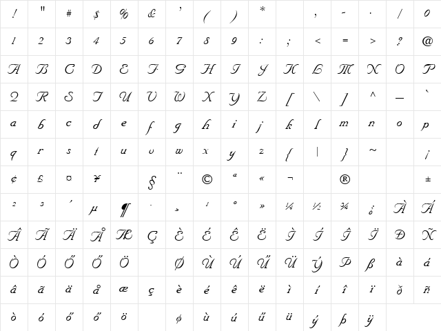 h_affair 1 Regular Character Map