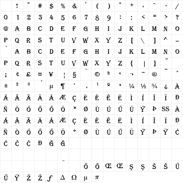 H_AlgerianD Regular Character Map