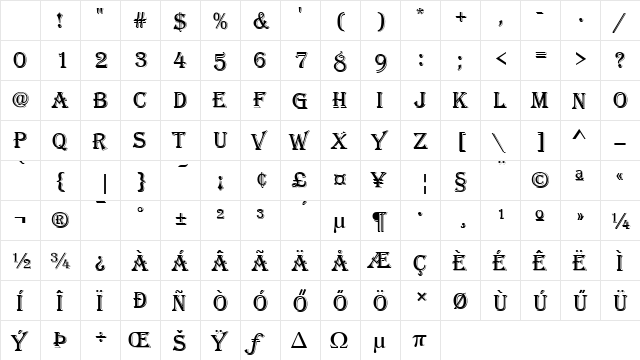 H_ALGERI Regular Character Map H_ALGERI Regular Character Map