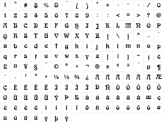 H_Arabia Regular Character Map H_Arabia Regular Character Map