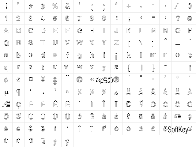 H_ARO Regular Character Map H_ARO Regular Character Map