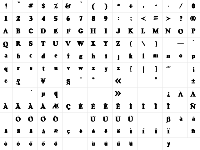 H_ASSAS1 Regular Character Map