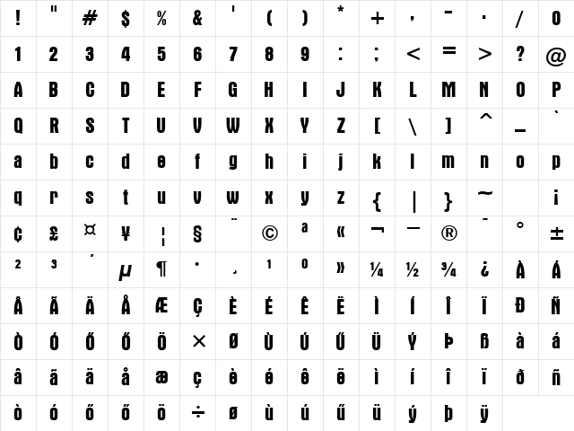 H_Aurora BdCn BT Regular Character Map