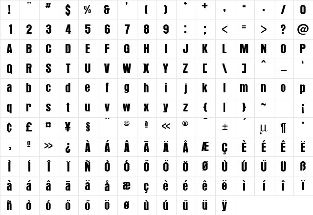 H_Aurora Regular Character Map
