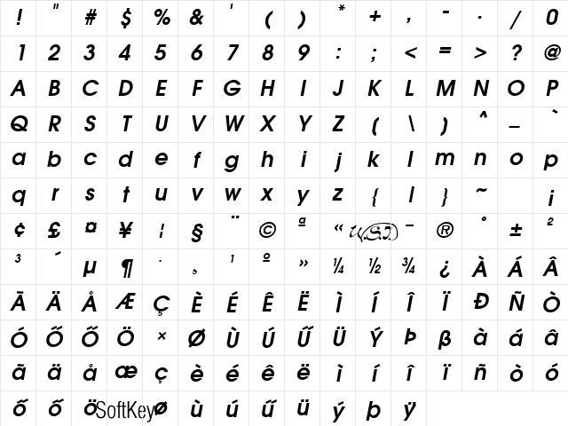 H_AVBI Regular Character Map H_AVBI Regular Character Map