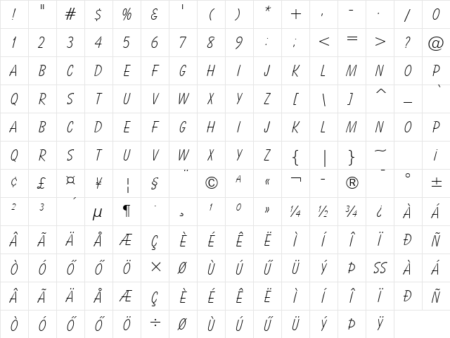 H_BALLIG Regular Character Map