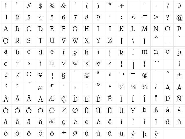 H_Belwe Lt BT Regular Character Map
