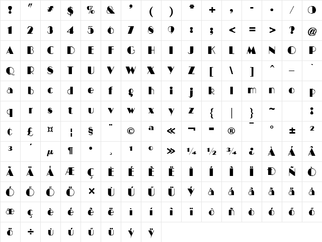 H_BIGCITY Normal Character Map