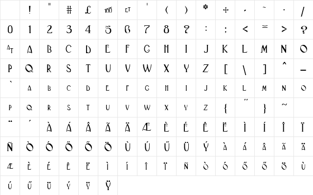 H_BlackAdderIINormal Regular Character Map H_BlackAdderIINormal Regular Character Map