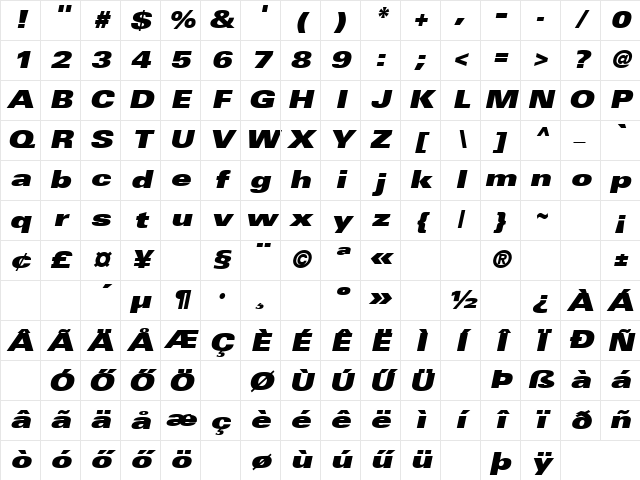 H_BLD23 Regular Character Map