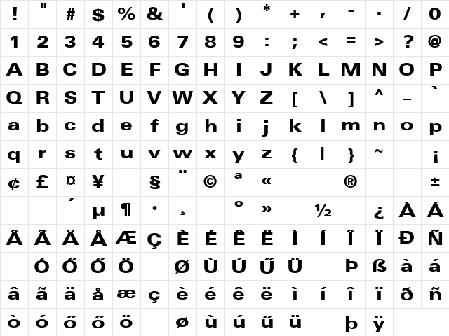 H_BLD26 Regular Character Map