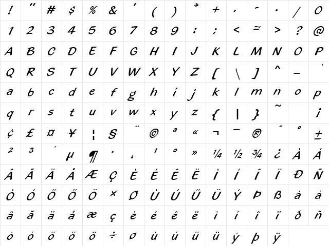H_BlacklightD Regular Character Map