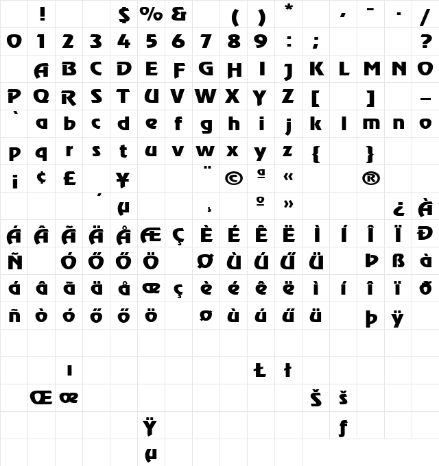 H_BLJ2 Regular Character Map H_BLJ2 Regular Character Map