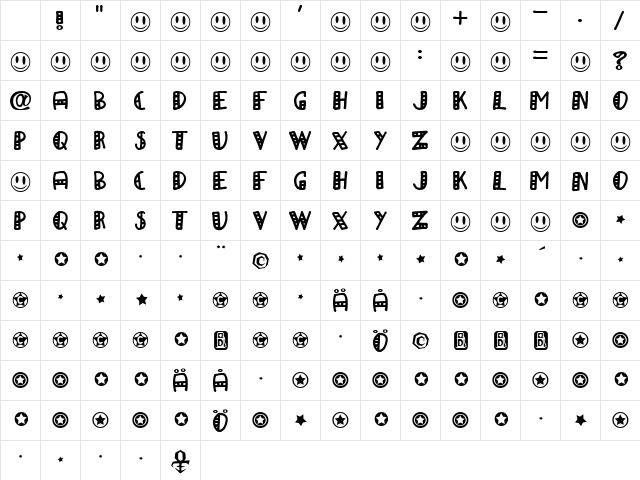 APapa Medium Character Map APapa Medium Character Map