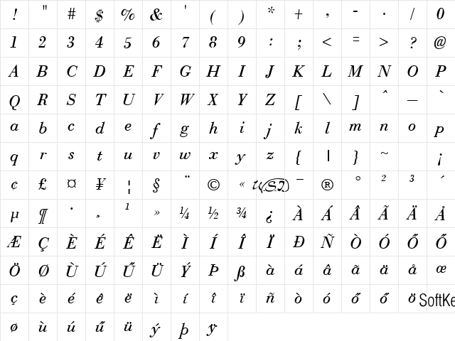 H_BOI5 Regular Character Map H_BOI5 Regular Character Map