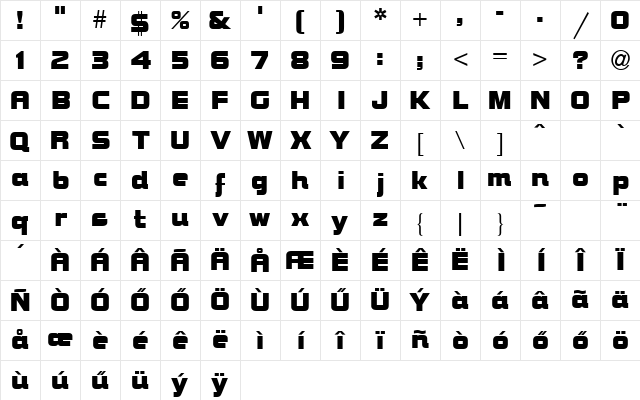 H_Brock Bold Character Map H_Brock Bold Character Map