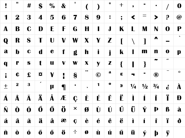 H_Britannic Bold Character Map H_Britannic Bold Character Map