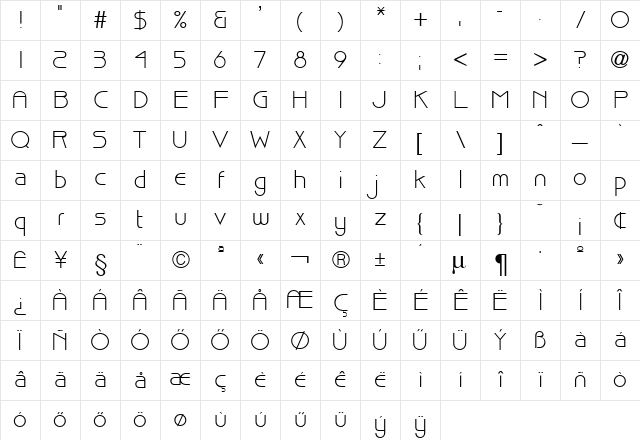 H_BRISK Regular Character Map H_BRISK Regular Character Map