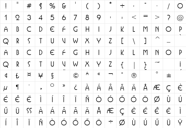 H_Busorama Medium BT Regular Character Map