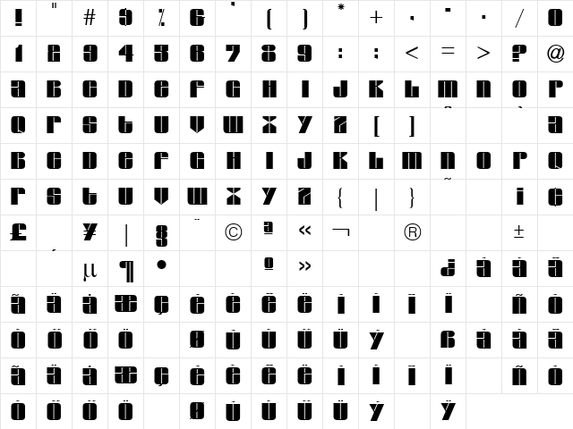 H_CAE Regular Character Map