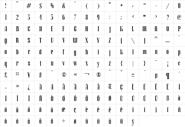 APCorvinusSkylineExpert Regular Character Map