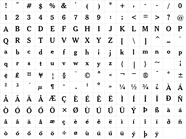 H_Cheltenham BdHd BT Regular Character Map