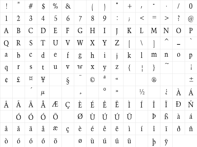 H_CHEES6 Regular Character Map