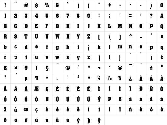 ApexCondensed Heavy Character Map ApexCondensed Heavy Character Map