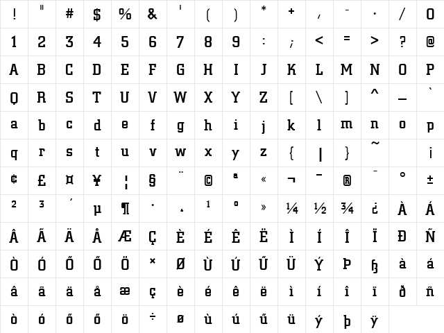 H_CityDMed Regular Character Map