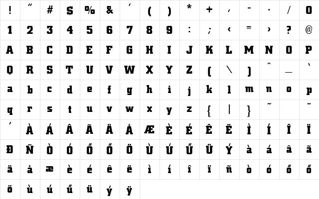 H_CityMedium Bold Character Map H_CityMedium Bold Character Map