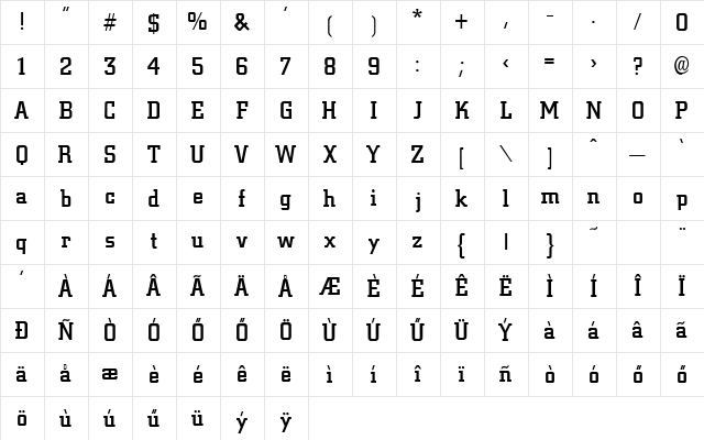H_CityMedium Regular Character Map