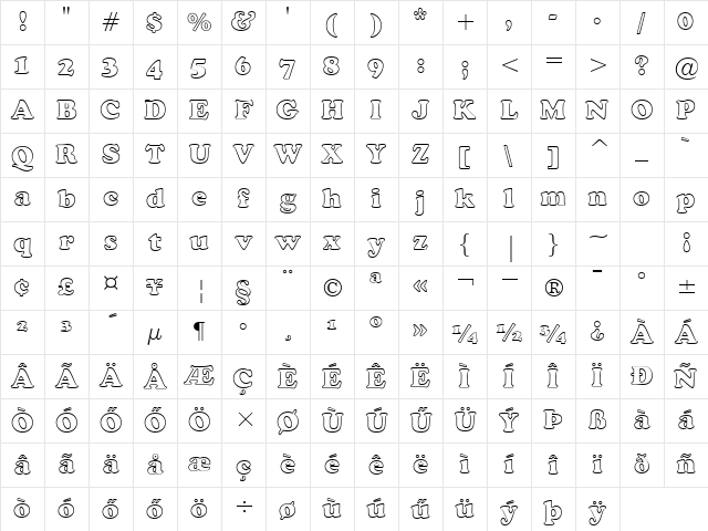 H_Cooper BlkOul BT Regular Character Map