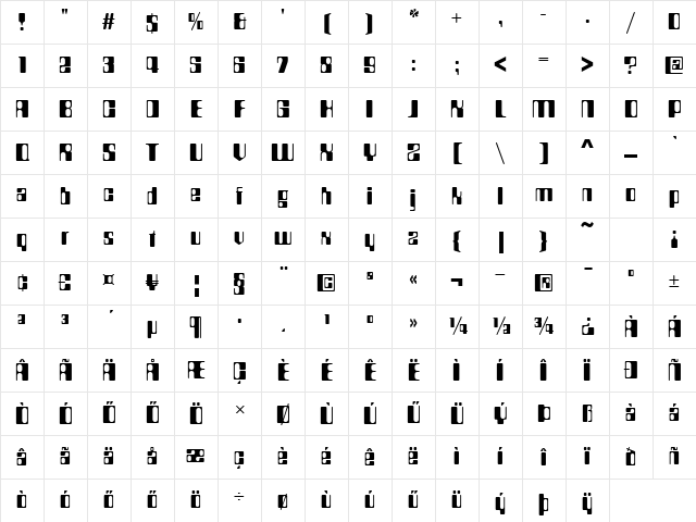H_CountdownD Regular Character Map