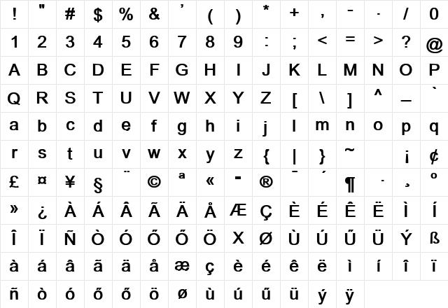 H_Dixon Bold Character Map